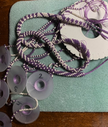 Oct 16 - Lavendar+Limestone Kumihimo lariat. Oct 16 - Lavendar+Limestone Kumihimo lariat.